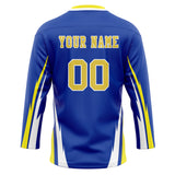 Custom Unisex Blue & Yellow Pattern Hockey Jersey