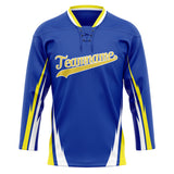 Custom Unisex Blue & Yellow Pattern Hockey Jersey