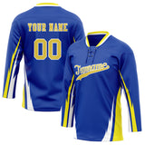 Custom Unisex Blue & Yellow Pattern Hockey Jersey