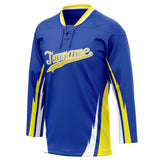 Custom Unisex Blue & Yellow Pattern Hockey Jersey