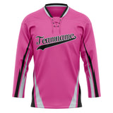 Custom Unisex Pink & Black Pattern Hockey Jersey