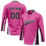 Custom Unisex Pink & Black Pattern Hockey Jersey