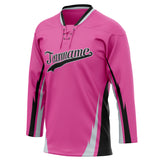 Custom Unisex Pink & Black Pattern Hockey Jersey