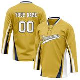 Custom Unisex Yellow & White Pattern Hockey Jersey