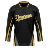 Custom Unisex Black & Yellow Pattern Hockey Jersey