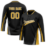 Custom Unisex Black & Yellow Pattern Hockey Jersey