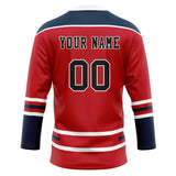 Custom Unisex Red & Navy Pattern Hockey Jersey