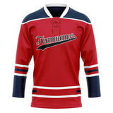 Custom Unisex Red & Navy Pattern Hockey Jersey