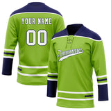 Custom Unisex Green & Navy Pattern Hockey Jersey