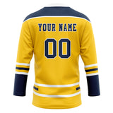 Custom Unisex Yellow & Navy Pattern Hockey Jersey