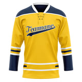 Custom Unisex Yellow & Navy Pattern Hockey Jersey