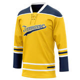 Custom Unisex Yellow & Navy Pattern Hockey Jersey