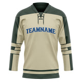 Custom Unisex Cream & Oliv Pattern Hockey Jersey