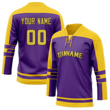 Custom Unisex Purple & Yellow Pattern Hockey Jersey