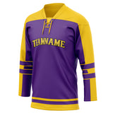 Custom Unisex Purple & Yellow Pattern Hockey Jersey