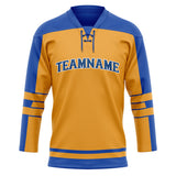 Custom Unisex Gold & Blue Pattern Hockey Jersey