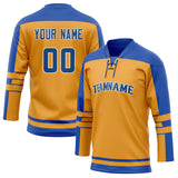 Custom Unisex Gold & Blue Pattern Hockey Jersey