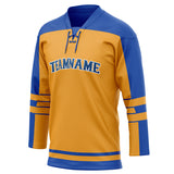 Custom Unisex Gold & Blue Pattern Hockey Jersey