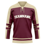 Custom Unisex Crimson & Cream Pattern Hockey Jersey