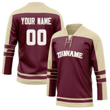 Custom Unisex Crimson & Cream Pattern Hockey Jersey