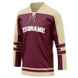 Custom Unisex Crimson & Cream Pattern Hockey Jersey