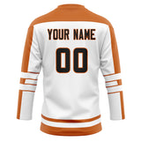 Custom Unisex White & Orange Pattern Hockey Jersey