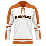 Custom Unisex White & Orange Pattern Hockey Jersey