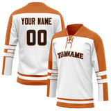 Custom Unisex White & Orange Pattern Hockey Jersey