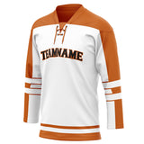 Custom Unisex White & Orange Pattern Hockey Jersey