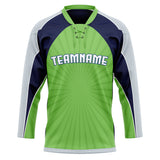 Custom Unisex Green & Navy Pattern Hockey Jersey