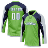 Custom Unisex Green & Navy Pattern Hockey Jersey