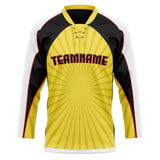 Custom Unisex Yellow & Black Pattern Hockey Jersey