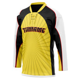 Custom Unisex Yellow & Black Pattern Hockey Jersey