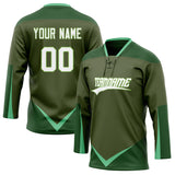 Custom Unisex Oliv & Green Pattern Hockey Jersey