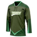 Custom Unisex Oliv & Green Pattern Hockey Jersey