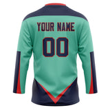 Custom Unisex Teal & Navy Pattern Hockey Jersey