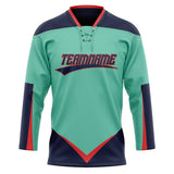 Custom Unisex Teal & Navy Pattern Hockey Jersey