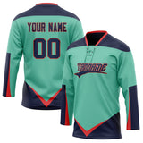 Custom Unisex Teal & Navy Pattern Hockey Jersey