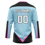 Custom Unisex Light Blue & Black Pattern Hockey Jersey