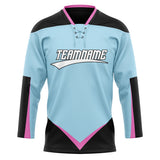 Custom Unisex Light Blue & Black Pattern Hockey Jersey