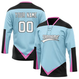 Custom Unisex Light Blue & Black Pattern Hockey Jersey