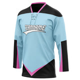 Custom Unisex Light Blue & Black Pattern Hockey Jersey