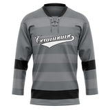 Custom Unisex Gray & Black Pattern Hockey Jersey