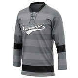 Custom Unisex Gray & Black Pattern Hockey Jersey