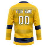 Custom Unisex Yellow & Navy Pattern Hockey Jersey