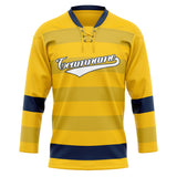 Custom Unisex Yellow & Navy Pattern Hockey Jersey