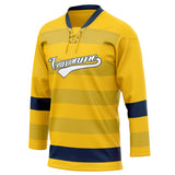 Custom Unisex Yellow & Navy Pattern Hockey Jersey