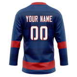 Custom Unisex Navy & Red Pattern Hockey Jersey