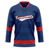 Custom Unisex Navy & Red Pattern Hockey Jersey