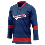 Custom Unisex Navy & Red Pattern Hockey Jersey